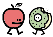 doughnut apple cartoon