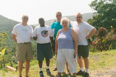 I am the biggest in this group on our workteam to Dominica