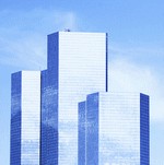 blue sky skyscrapers