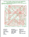 nutrition puzzles green answers