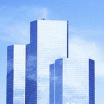 blue sky skyscrapers